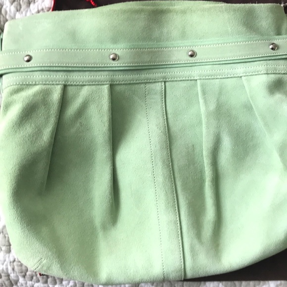 Suede light green Coach handbag - Picture 3 of 4